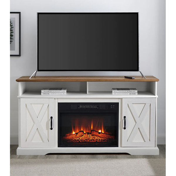 Brambly Cottage Bletsoe Brambly Cottage 147cm W TV Stand Cabinet With Electric Fire & Reviews ...